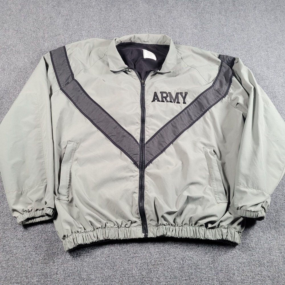 Vintage Unicor‎ IPFU Jacket Mens LT Gray Army Running Windbreaker Reflective 90s